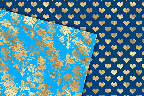 Blue and Gold Digital Paper in Patterns - product preview 1