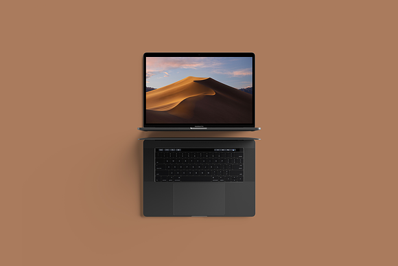 Modern Top View MacBook Pro Mockup in Mobile & Web Mockups - product preview 3