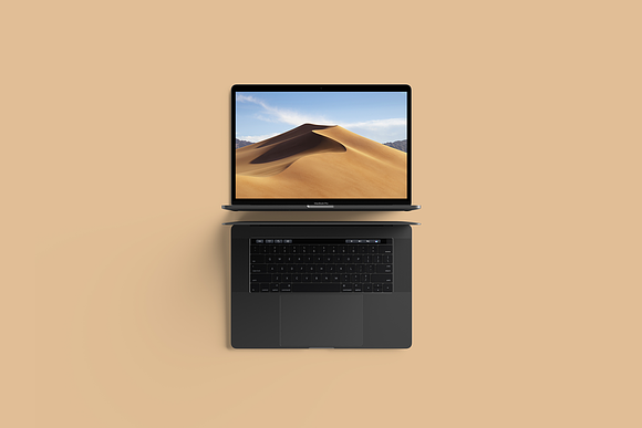 Modern Top View MacBook Pro Mockup in Mobile & Web Mockups - product preview 4