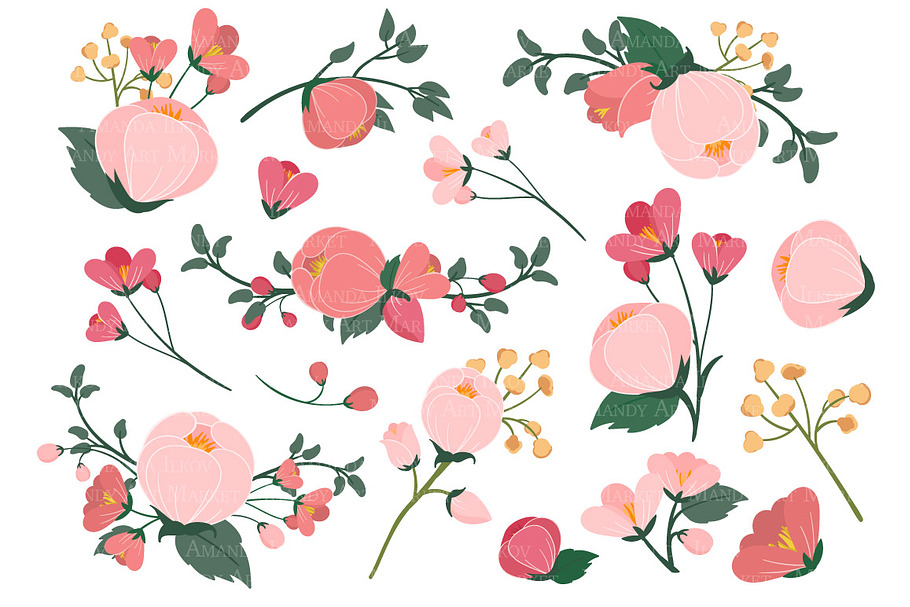 Rose Garden Floral Vectors in Illustrations - product preview 8