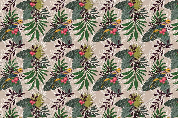 parrot in leaves seamless pattern in Patterns - product preview 1