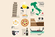 Italy Flat Icons Design Travel Conce