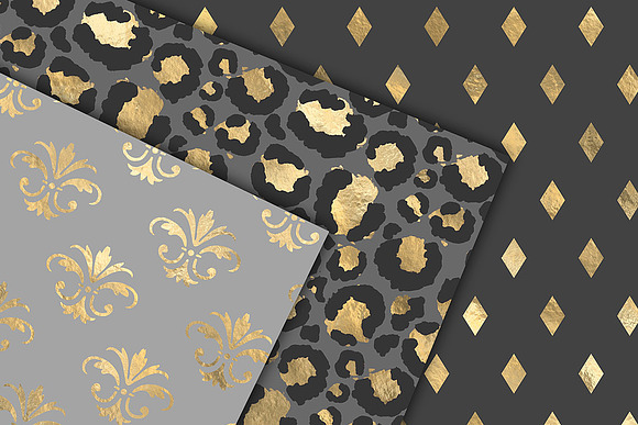 Gray and Gold Digital Paper in Patterns - product preview 1
