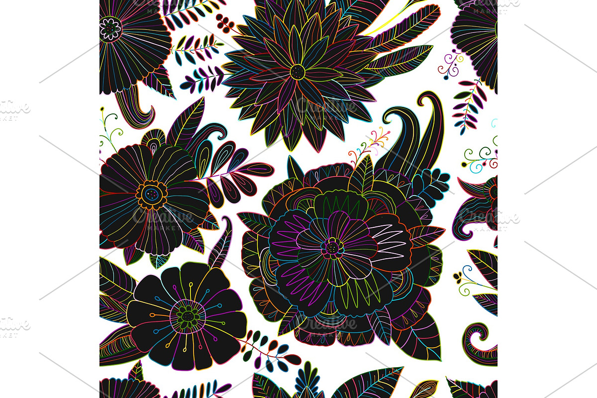 Floral seamless pattern, sketch for your design in Illustrations - product preview 8