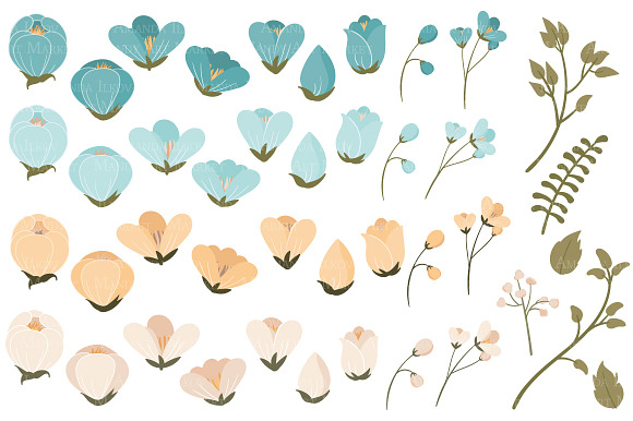 Vintage Blue Floral Clip Art in Illustrations - product preview 1