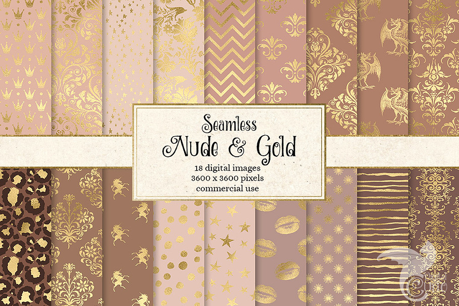 Nude and Gold Digital Paper