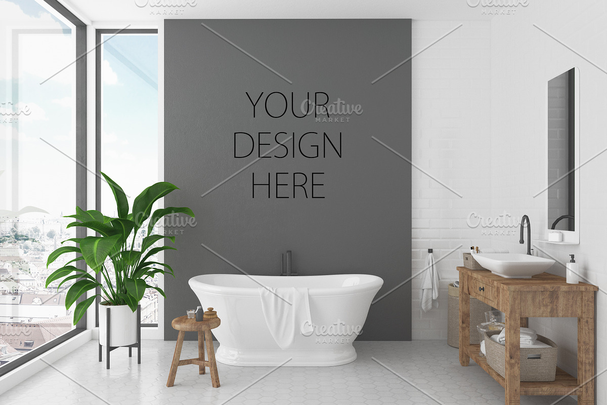 Bathroom mockup interior background in Print Mockups - product preview 8
