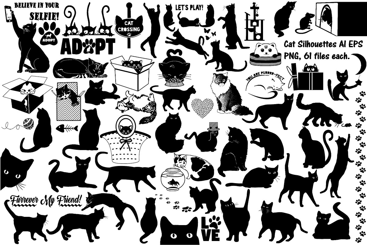 Cat Silhouettes AI EPS PNG in Illustrations - product preview 8