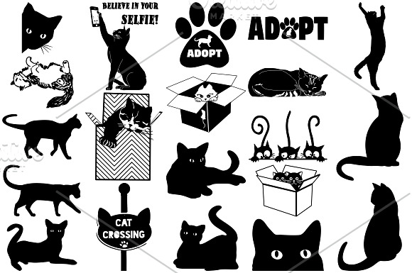 Cat Silhouettes AI EPS PNG in Illustrations - product preview 1