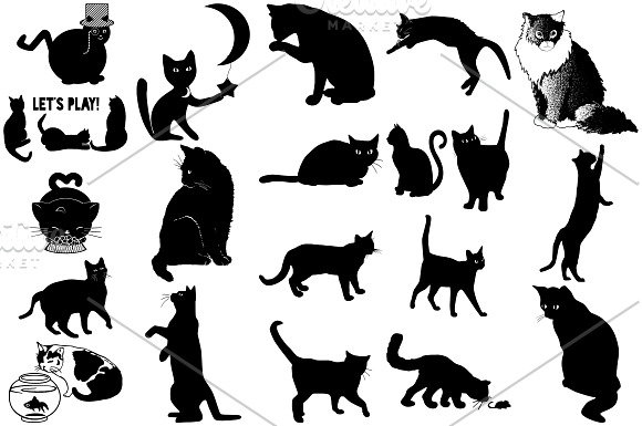 Cat Silhouettes AI EPS PNG in Illustrations - product preview 2