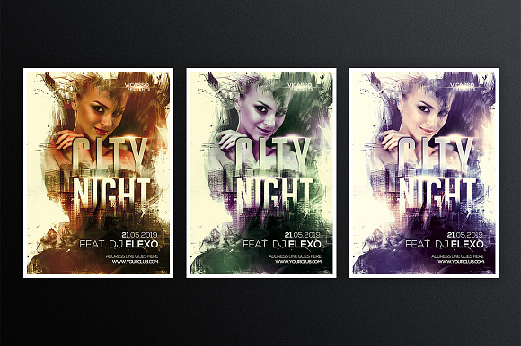 Girl City Night  in Flyer Templates - product preview 2