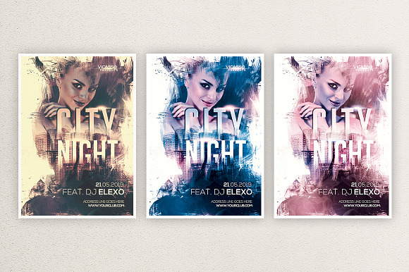 Girl City Night  in Flyer Templates - product preview 3