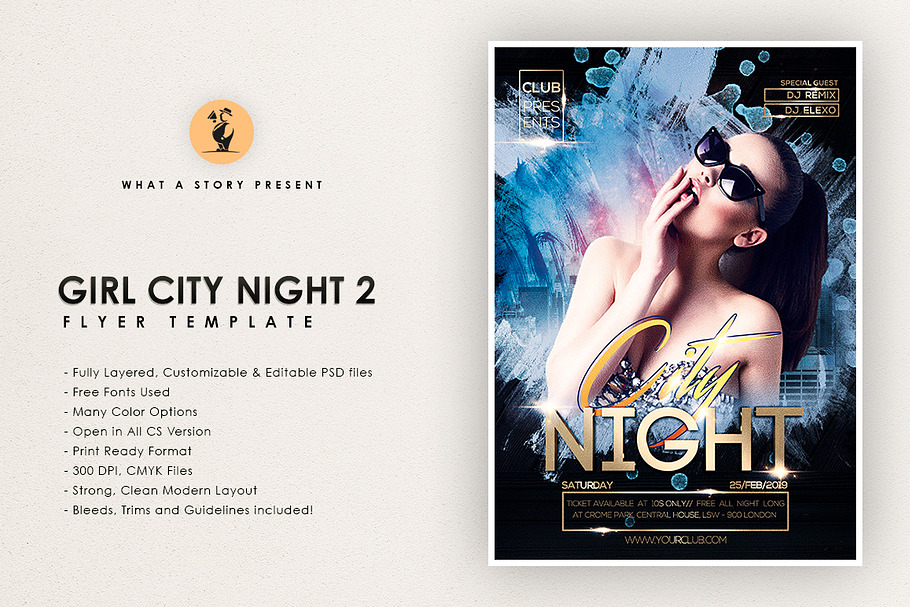 Girl City Night in Flyer Templates - product preview 8