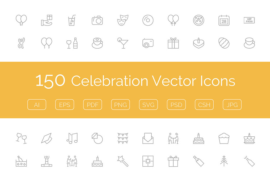 150 Celebration Vector Icons