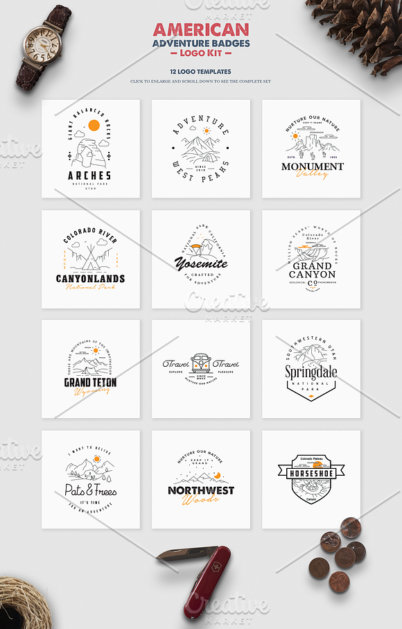American Adventure Badges Logo Kit in Logo Templates - product preview 11