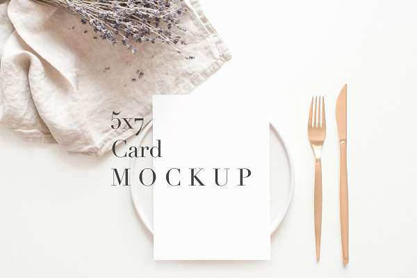 Card Mockup Rustic French Table 5x7