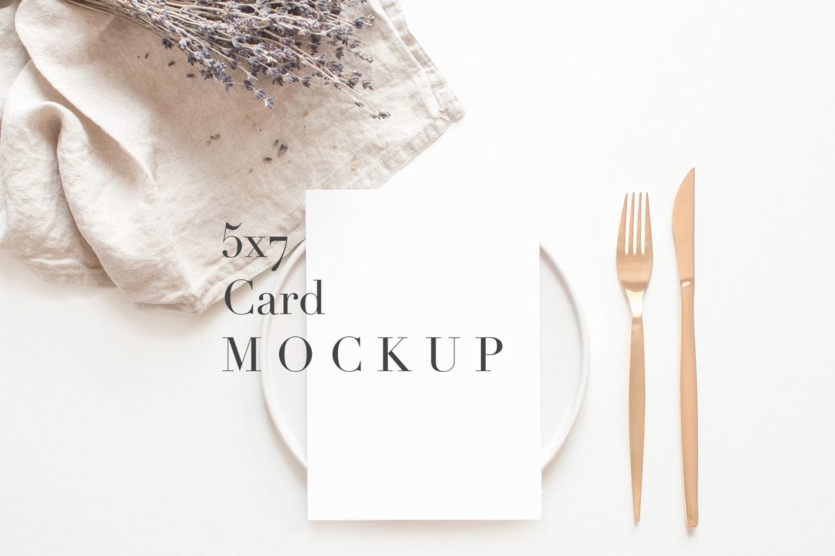 Card Mockup Rustic French Table 5x7 in Graphics - product preview 8