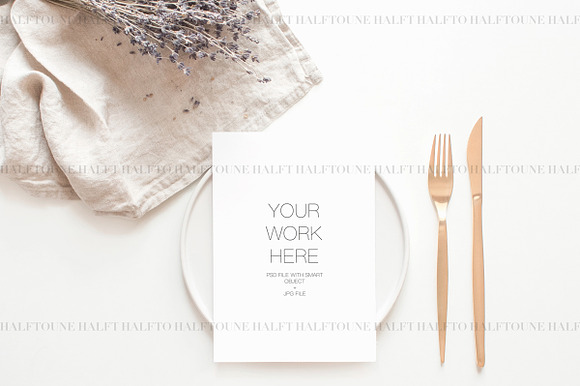 Card Mockup Rustic French Table 5x7 in Graphics - product preview 3