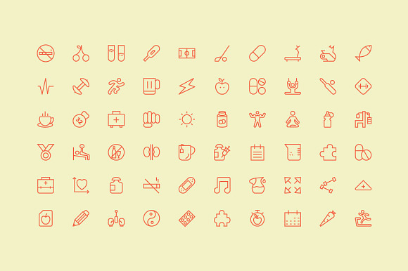 100 Fitness Vector Icons in Graphics - product preview 1