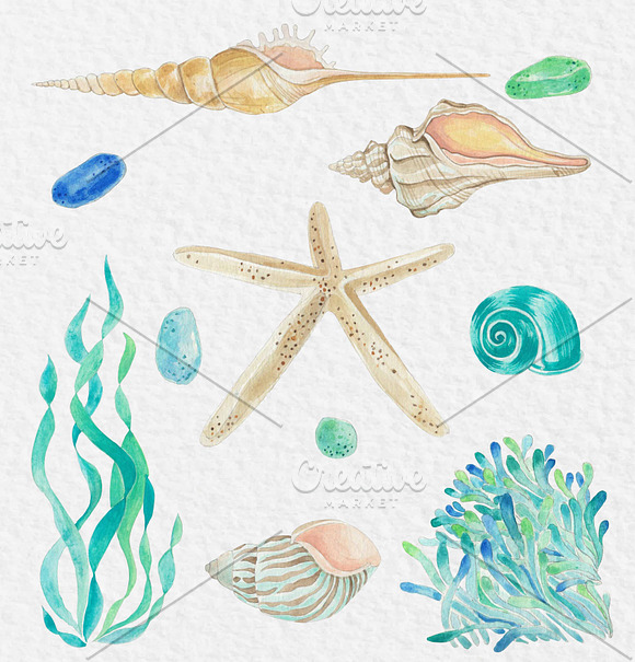 Watercolor clip art Mermaid in Card Templates - product preview 2