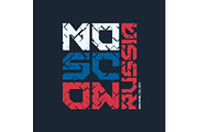 Moscow Russia styled vector t-shirt and apparel design, typograp