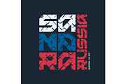 Samara Russia styled vector t-shirt and apparel design, typograp