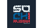 Sochi Russia styled vector t-shirt and apparel design, typograph