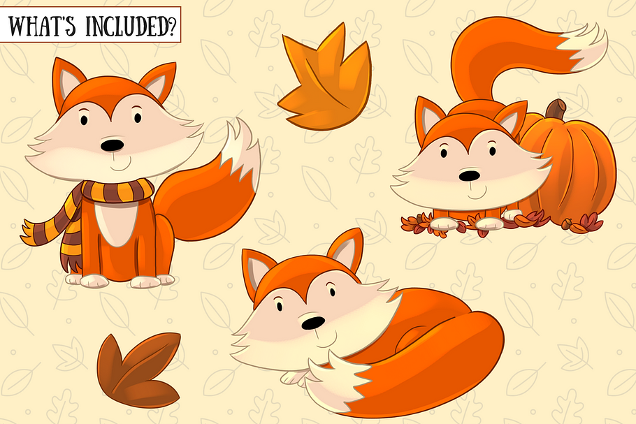 Fall Foxes Clip Art Collection