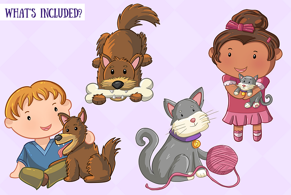 Cute Kids and Pets Collection in Illustrations - product preview 1