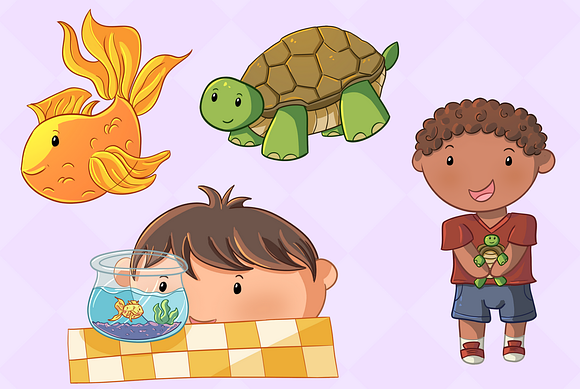 Cute Kids and Pets Collection in Illustrations - product preview 2