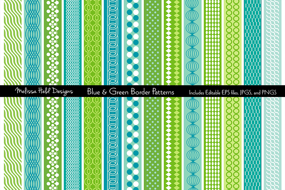 Blue & Green Mod Border Patterns