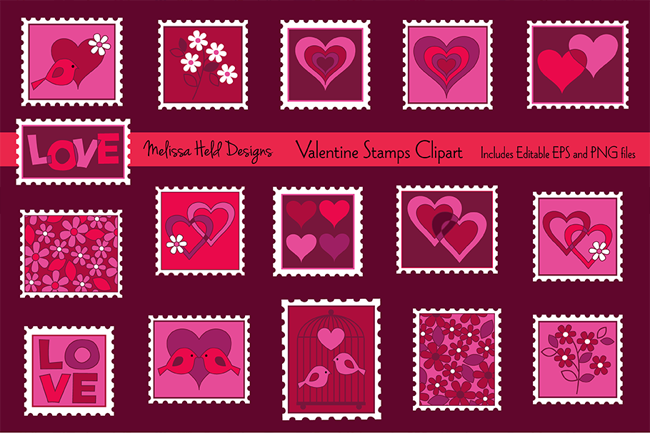 Valentine Stamps Clipart