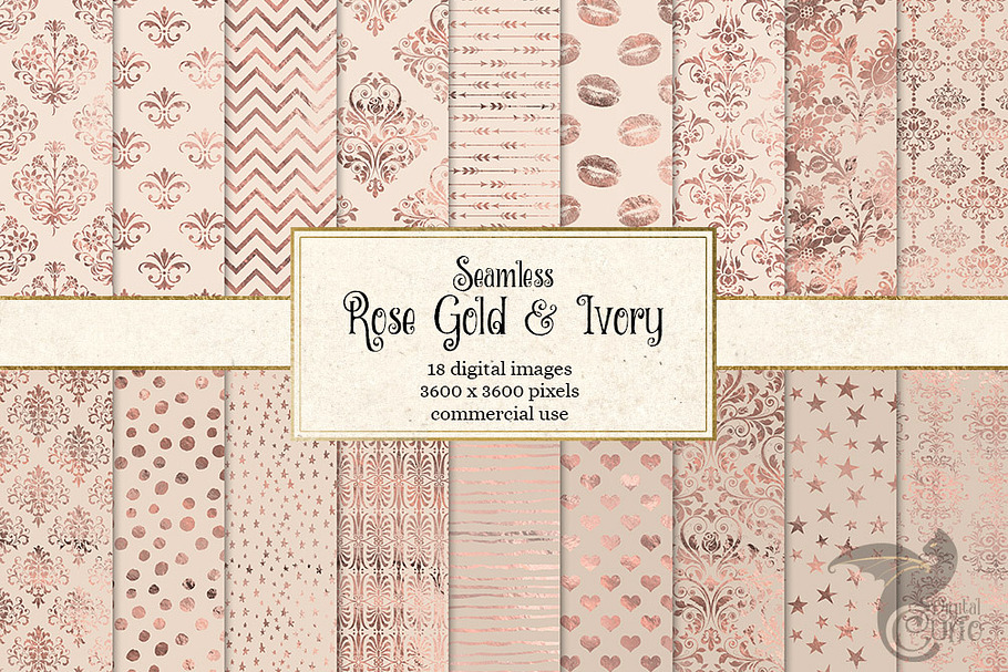 Rose Gold and Ivory Digital Paper