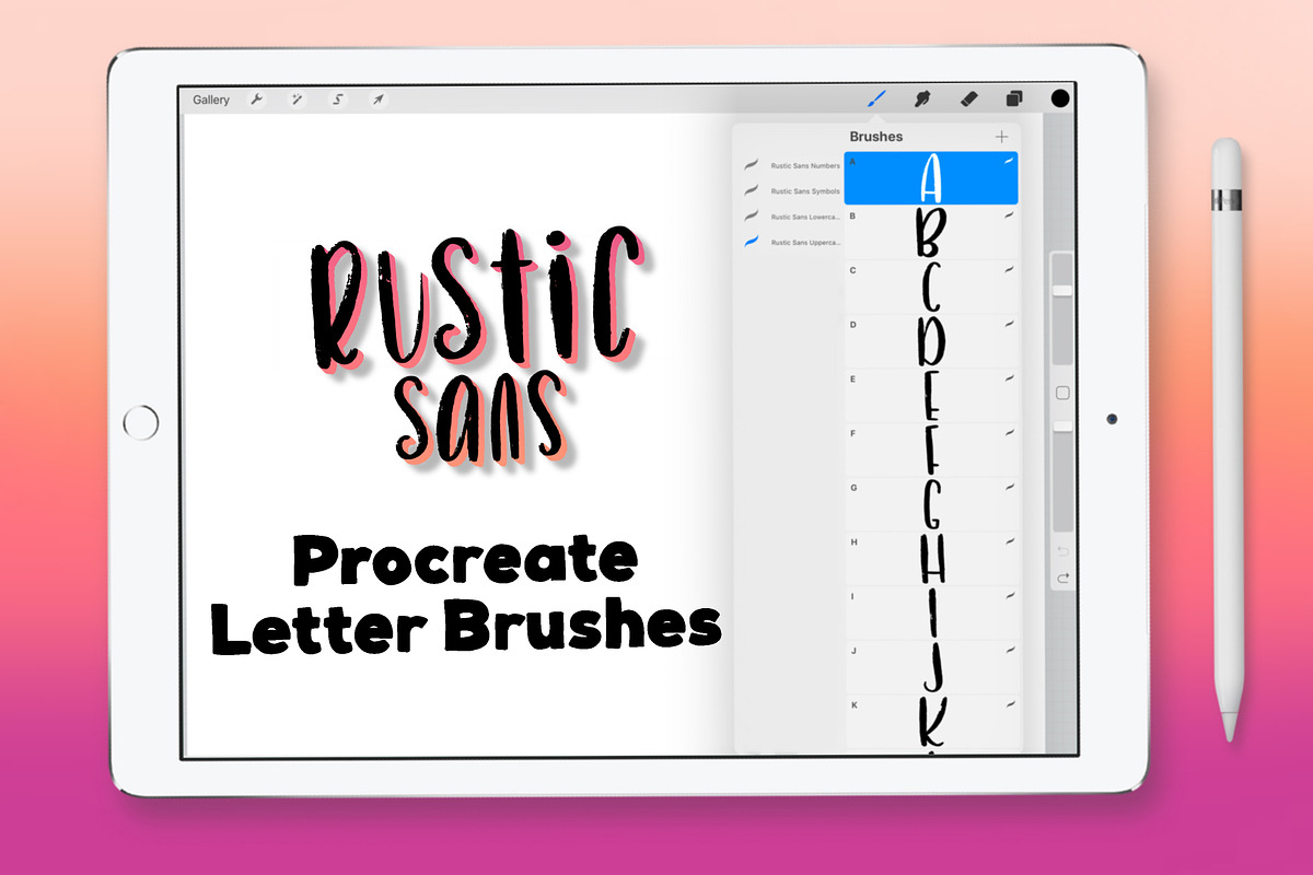 Rustic Sans Procreate Letter Brushes in Photoshop Brushes - product preview 8