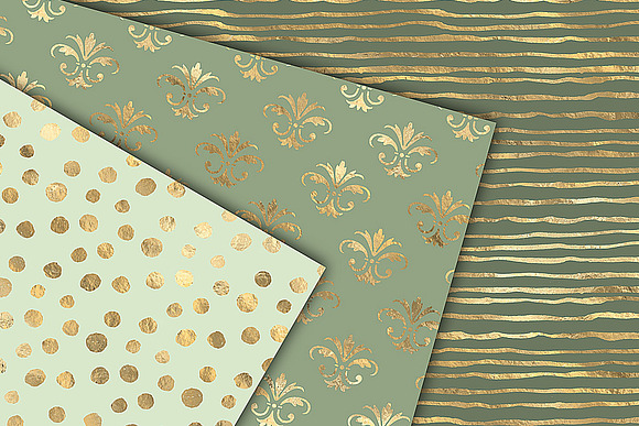 Sage and Gold Digital Paper in Patterns - product preview 1