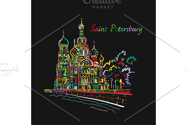 Saint Petersburg. Church of the Saviour on Spilled Blood. Russia. Sketch for your design