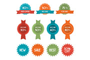 Vector set of eleven discount badges and labels