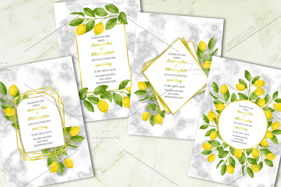 Lemon and Marble Template Set in Print Mockups - product preview 8
