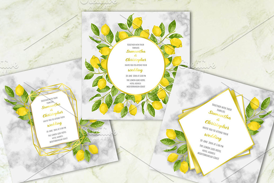 Lemon and Marble Template Set in Print Mockups - product preview 8