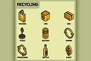 Recycling color isometric icons