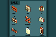 Sale color outline isometric icons