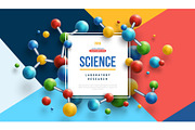 Science banner with color molecules