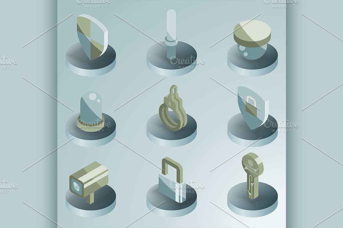 Security color isometric icons in Illustrations - product preview 8