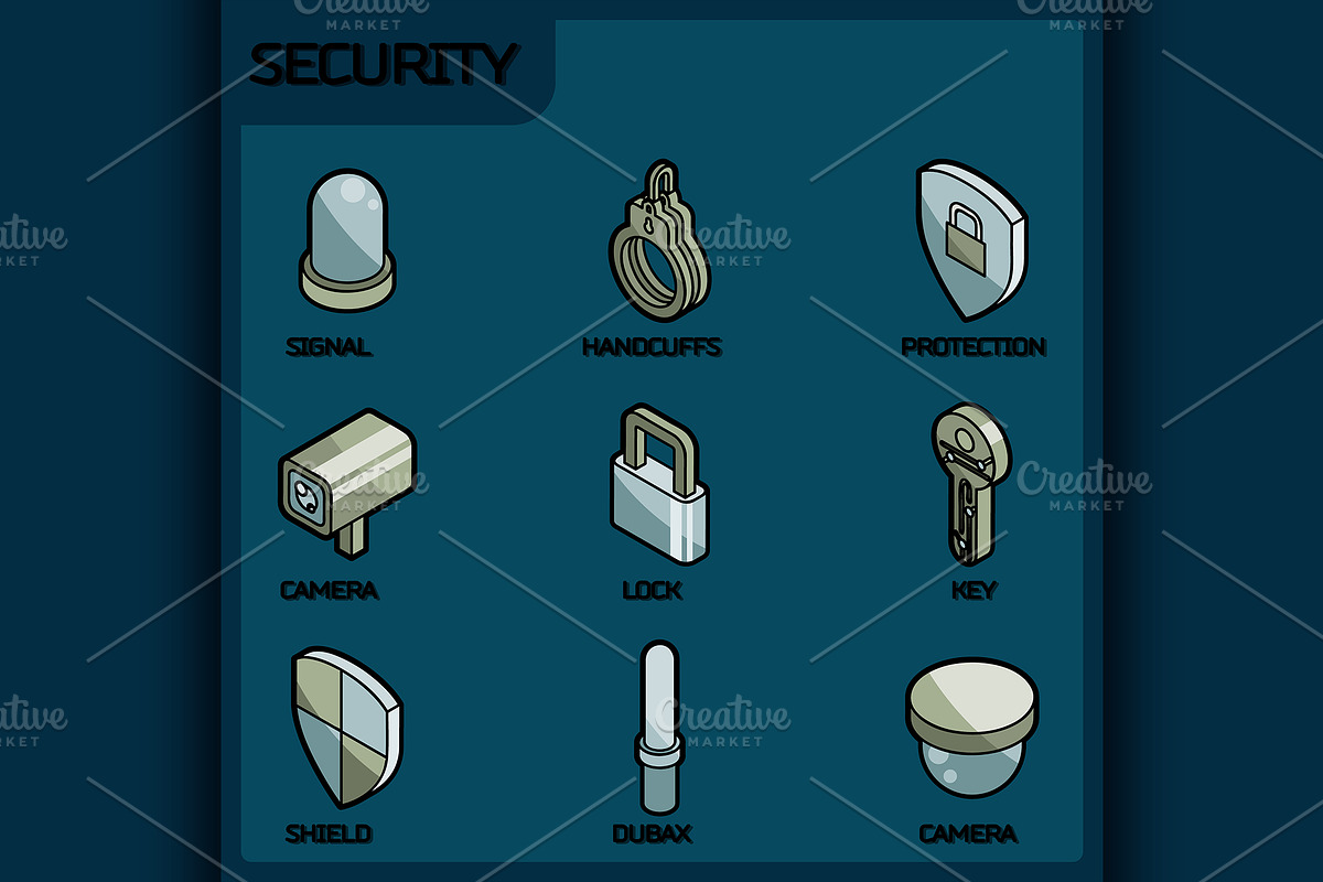Security color outline isometric in Illustrations - product preview 8