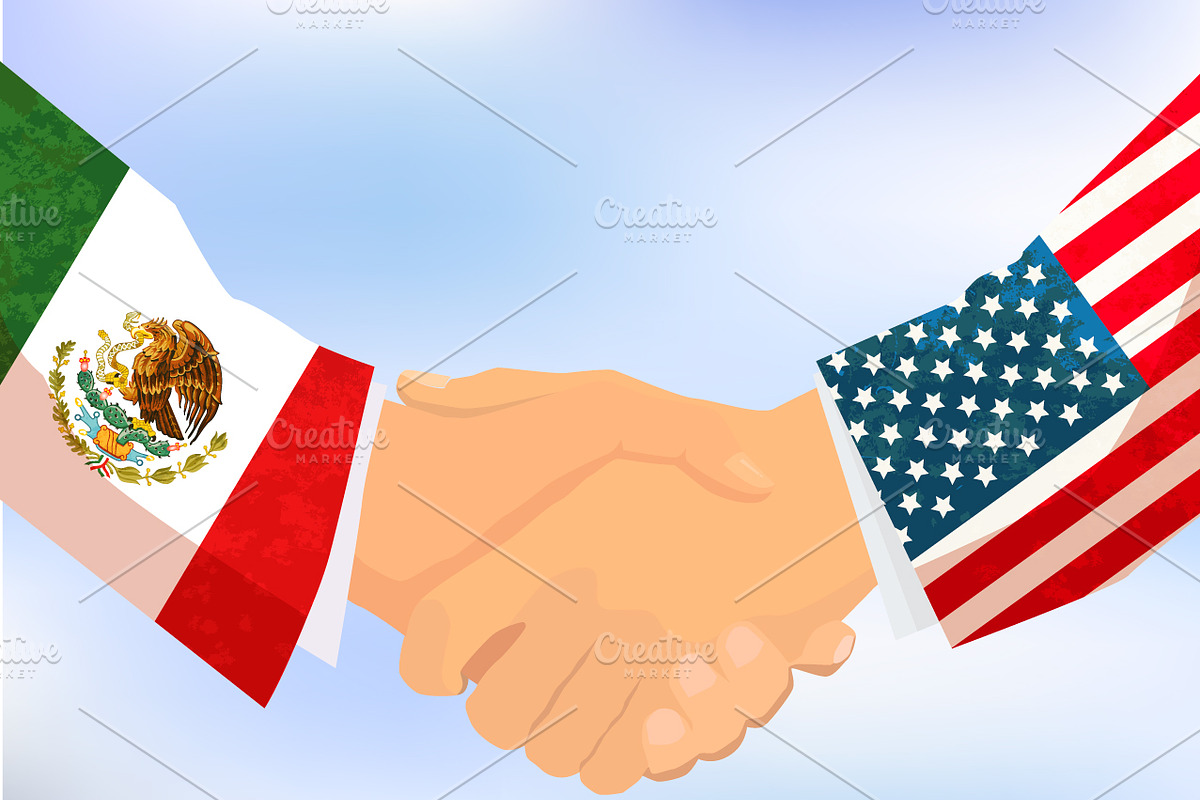 USA and Mexico handshake in Illustrations - product preview 8