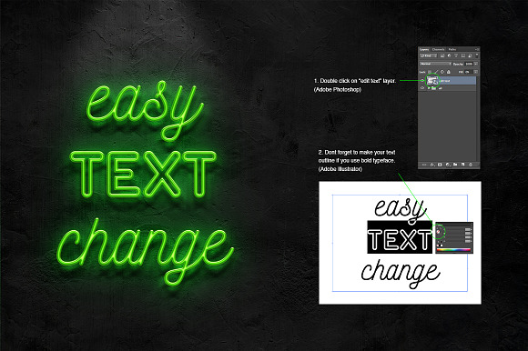 Neon text effect in Mockup Templates - product preview 2