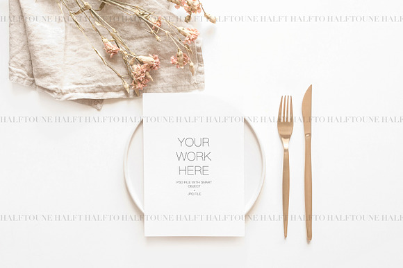 Invitation Floral 5x7 Card Mockup in Graphics - product preview 3