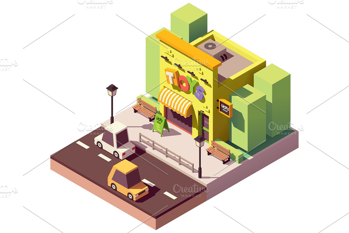 Vector isometric toy store in Illustrations - product preview 8