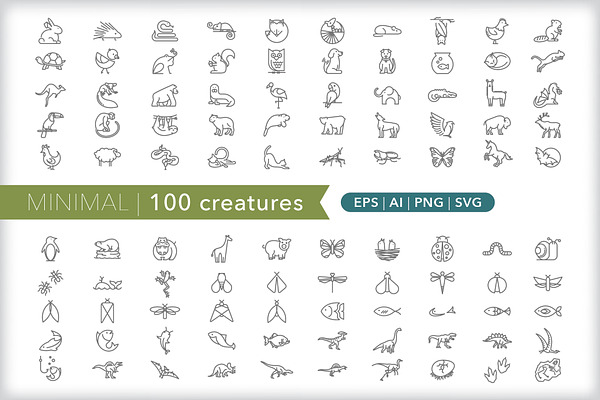 Minimal 100 creature icons