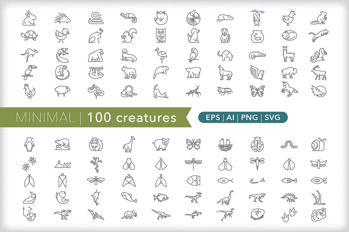 Minimal 100 creature icons in Cat Icons - product preview 8